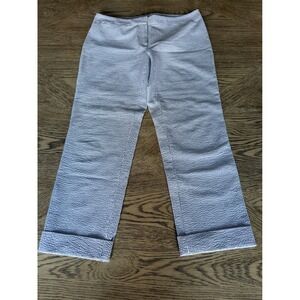 Brooks Brothers Natalie Fit Seersucker Striped Pants Blue White Petite 8P Cuffed